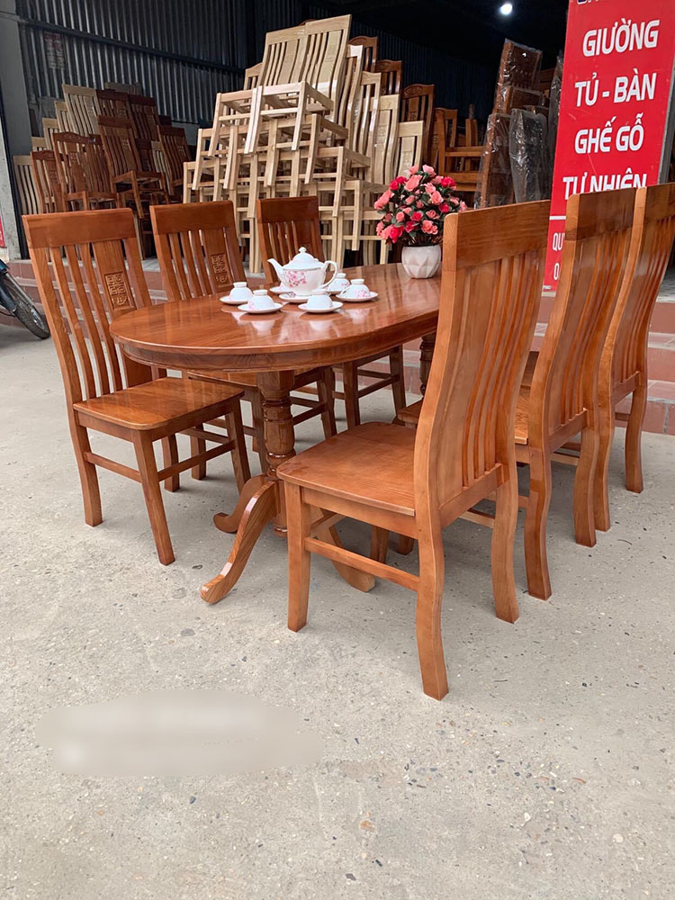 Mẫu bàn ăn gỗ thịt giá gốc tại xưởng nội thất cường lan 2025